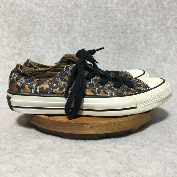 Converse All Star Women 6 Shoes Low Top Shoe Cheetah Leopard Sneaker Brown Black - Picture 1 of 10